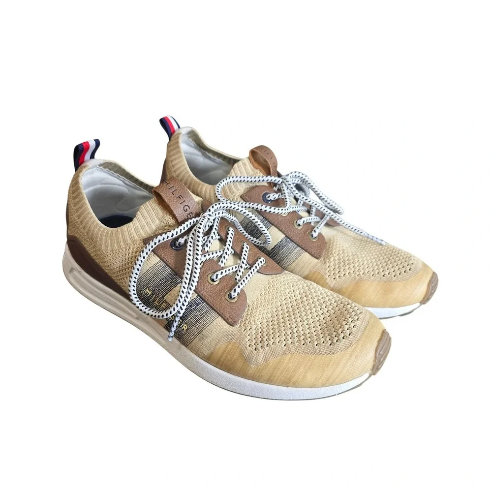 Tommy Hilfiger Mens Lew Sneaker Tan Knit‎ Mesh Lace Up 11